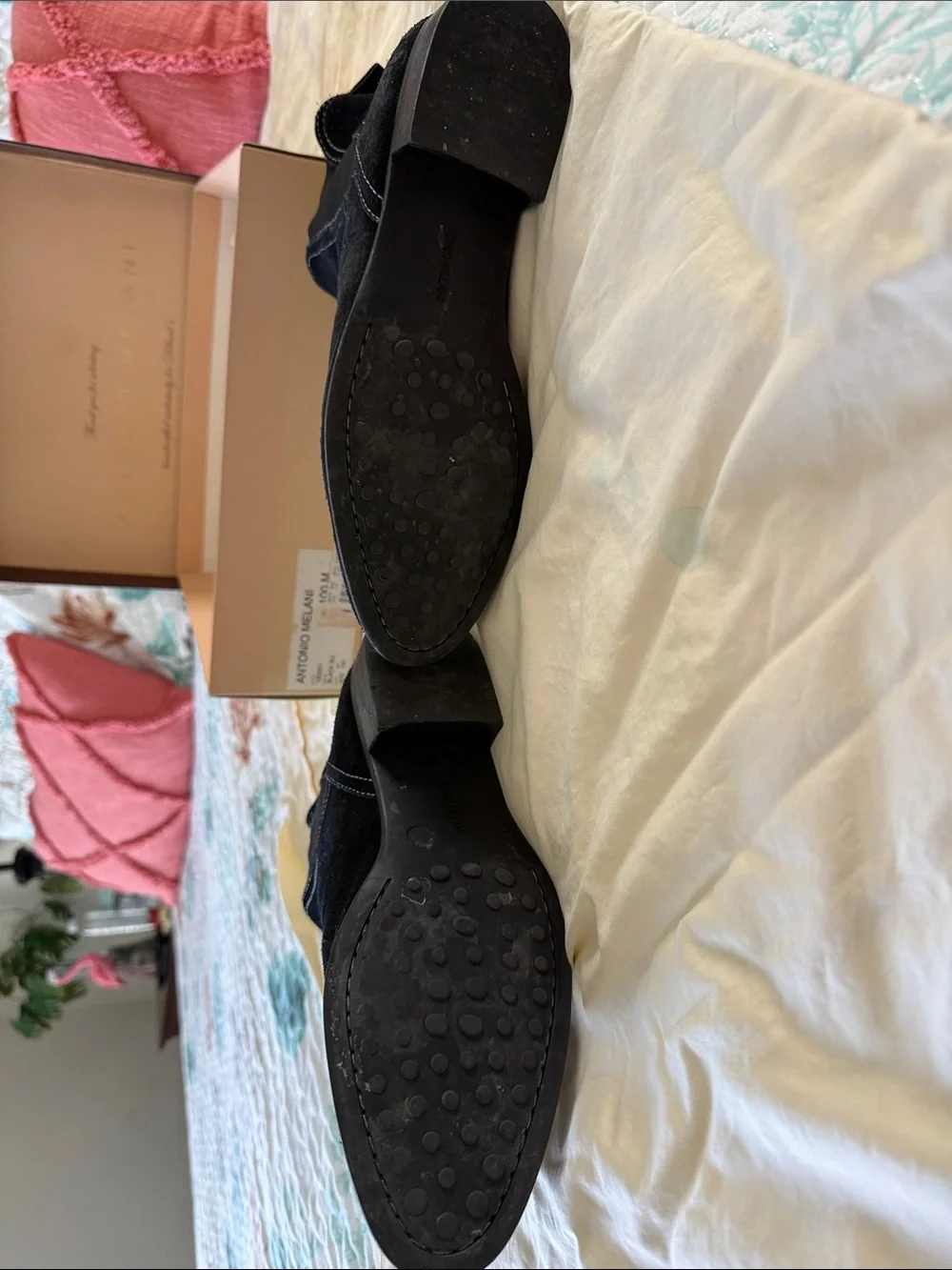 ANTONIO MELANI Black Suede Chelsea Ankle Boots
